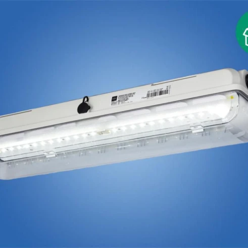 Luminaires EXLUX linear luminaire with LED, standard, 5000 K – neutral white; 2890lm, Drilled holes: 3 x M25; Size: 2, Zone 1 langfeldleuchte_mit_led_exlux_reihe_l402_4_rstahl_22847core